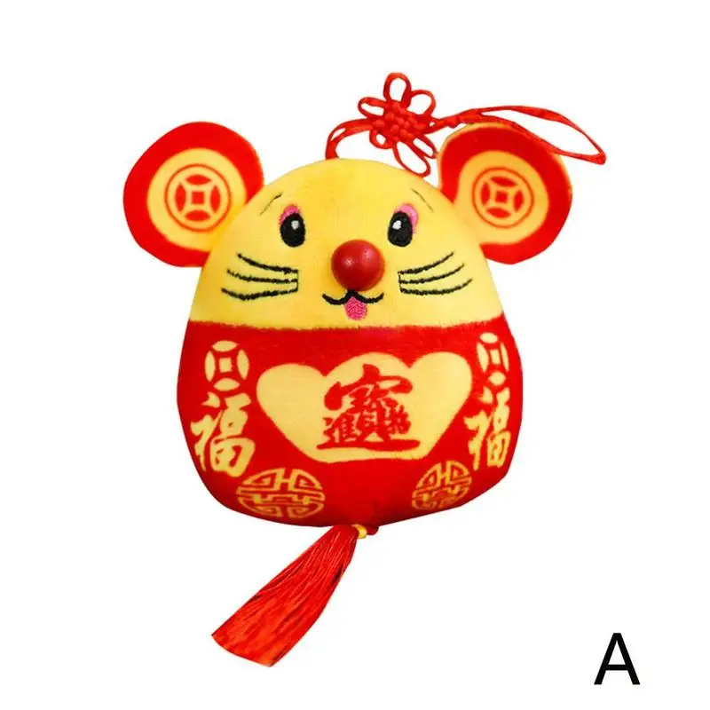 Год талисман крысы плюшевая игрушка красный китайский узел подвеска мышь Высокое качество Висячие Deacoration подарок на год для детей - Цвет: A