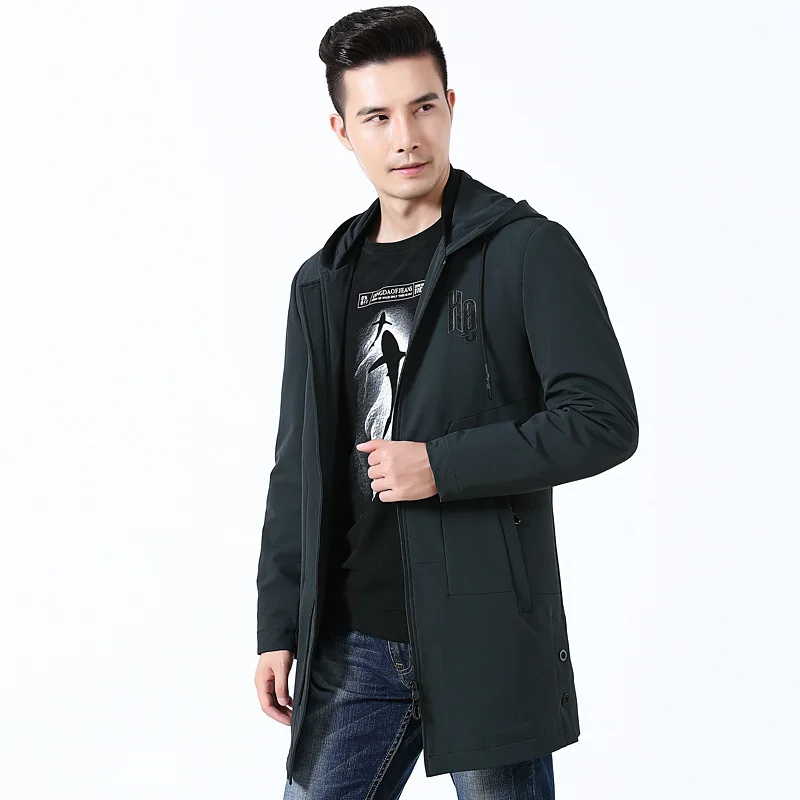 

Men Medium Length Money Cloak Thick Clothes Plus Fat plus Size Loose Lengthened Version Jacket Fat Lian Cap Coat