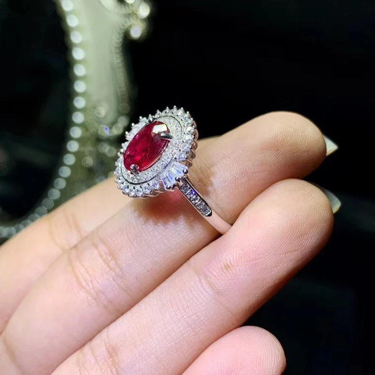 Procogem 2.2ct необычное кольцо с натуральным Рубином для женщин, настоящие красные драгоценные камни, ювелирные украшения, лучшие подарки, 925 пробы серебро с сертификатом#726