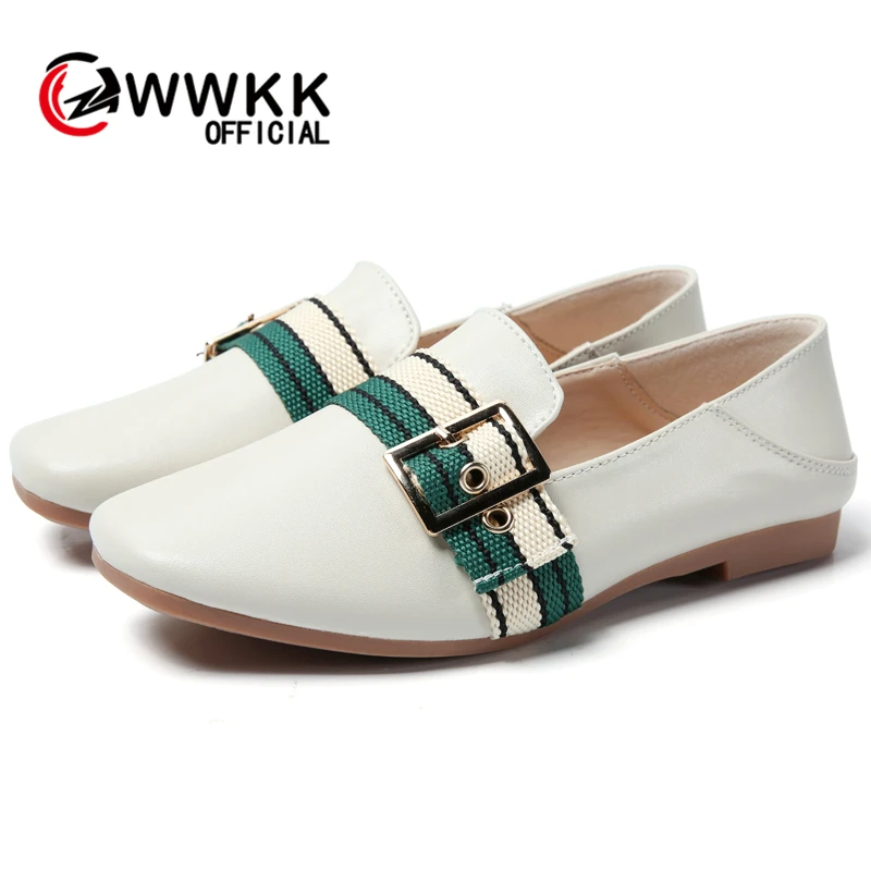 

WWKK 2019 Women Loafers Flats Shoes Genuine Leather Slip On Ladies Flats Creepers Moccasins Oxford Shoes For Woman zapatos mujer