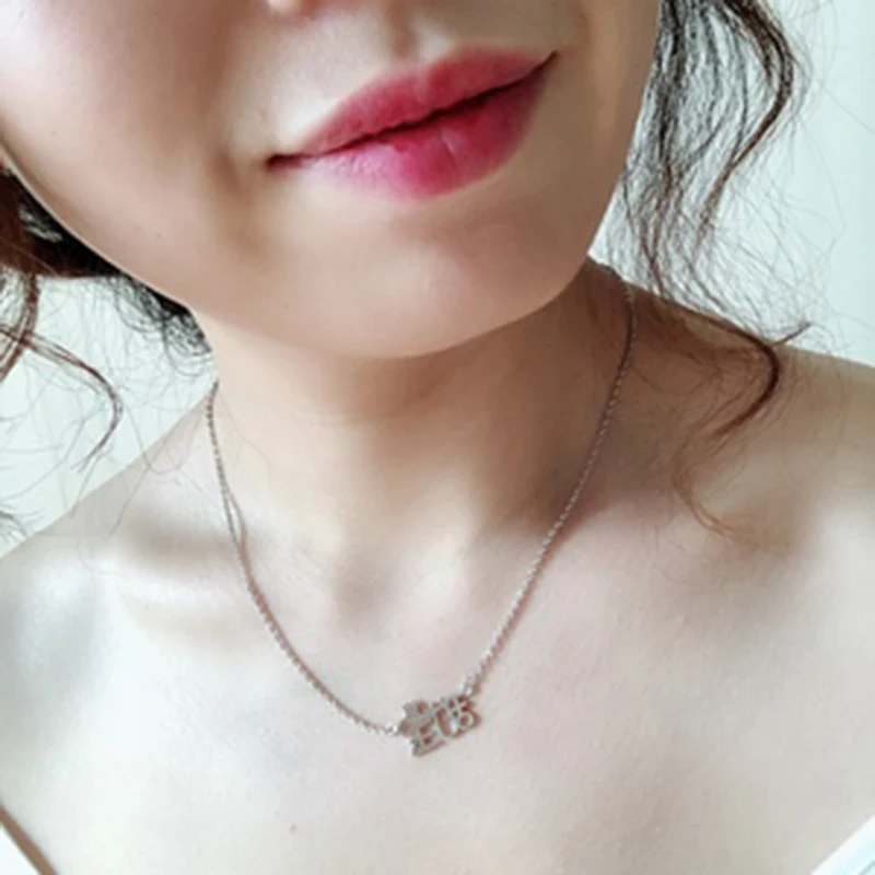 Atoztide New Stainless Steel Personalized Custom Name Necklace Gold Choker Chinese Arabic Necklace Pendant Nameplate Gift