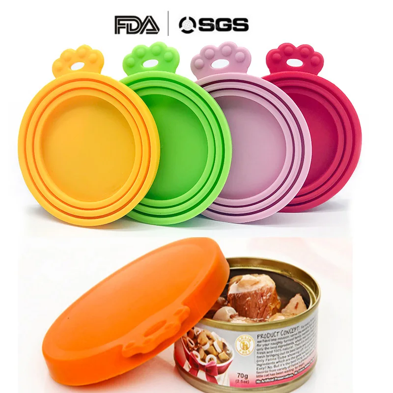 

3 In 1 Colorful Silicone Can Lid Food Tin Cover Cans Cap Pet Can Box Keep Fresh Hot Kitchen Supply Cover Reusable Food Storage