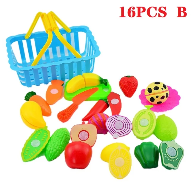 Cut Fruit Toys Plastic Food Toys Cut Up Fruit Pretend Play Set Fruit Cut Toy Toddler Cut Vegetables Toy Kids Kitchen Game Gift 4