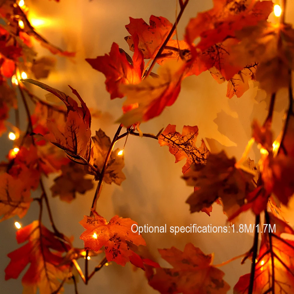 

Maple Leaf String Lights Fall Garlands Halloween Fairy Lights Decorations Holiday Lighting for Fireplaces Xmas Thanksgiving Day