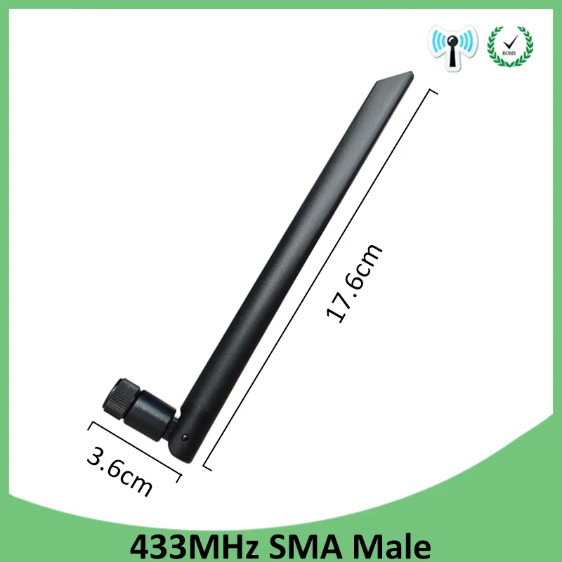 433Mhz Antenna 5dbi SMA Male 5pcs EOTH 433 MHz IOT Antena Rubber Aerial Wireless Repeater Lorawan PIGTAIL EXTERNAL