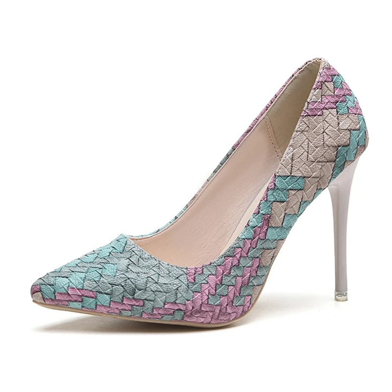 

COZULMA Women Elegant Point-Toe Pump Shoes 2019 Female Fashion Colorful Slip-on High Heels Party Shoes Size 34-39