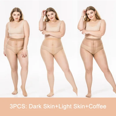 D-Skin L-Skin Coffee Женские Бесшовные колготки размера плюс, летние тонкие женские сексуальные колготки, чулки для женщин с Т-образным шаговым швом, большие размеры - Цвет: D-Skin L-Skin Coffee