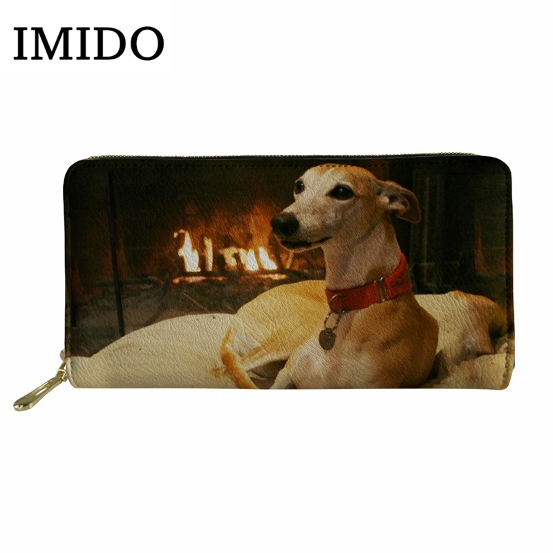 IMIDO женские кошельки Whippet с принтом собаки кошелек для женщин Повседневный Кошелек с собакой клатч мужской длинный водонепроницаемый кожаный кошелек на заказ