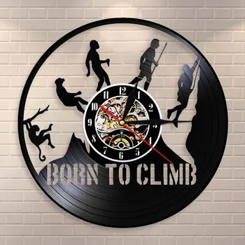 

Mountain Climbing Evolution Climber Wall Clock Climbing Vinyl Record Wall Clock Born To Climb Deocrative Hiking Wall Watch Gifts