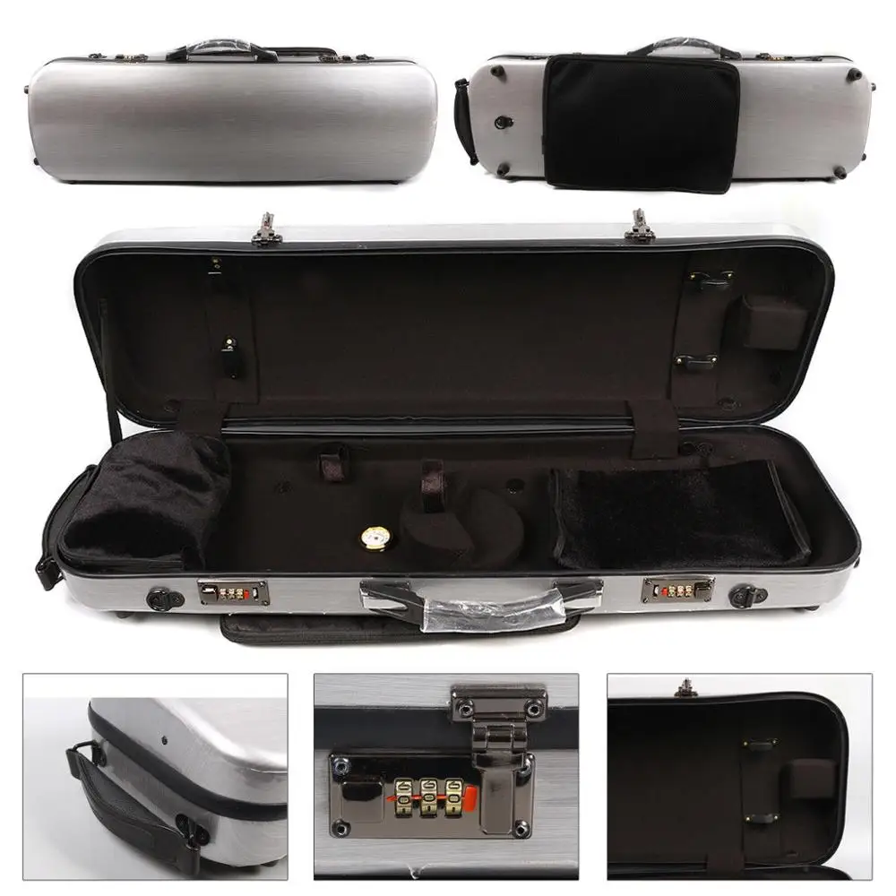 

Yinfente 4/4 чехол для скрипки из смешанного углеродного волокна Прочный жесткий чехол серебряного цвета высокая прочность