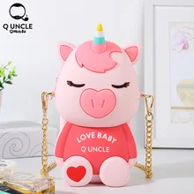 Q UNCLE забавная цепочка, сумки через плечо, силиконовые ведра на молнии, широкие милые сумки со Свинкой, сумки на плечо, сумки на плечо для девочек, подарок