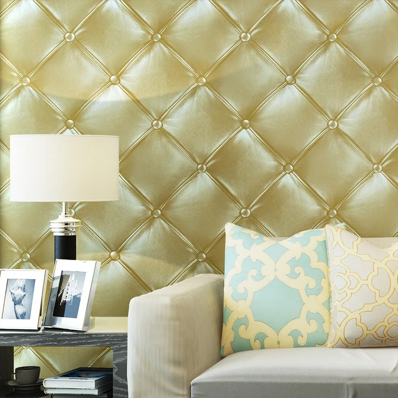 

European Style Luxury Model Leather 3D Soft Bag Wallpaper Simple Bedroom Living Room Television Film And Television Wall Wallpap