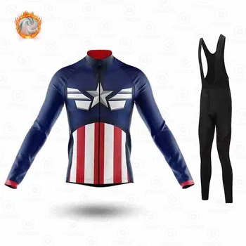 

2020 Pro Team Winter Thermal Fleece Cycling Clothes Men Long Sleeve Jersey Suit Outdoor Riding Bike MTB Clothing Bib Pants Set