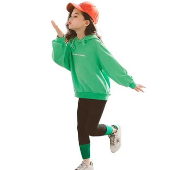 

Clothes For Girls Letter Print Hoodies + Leggings 2 Pcs Tracksuit For Girls Patchwork Kids Clothes Spring Active Girls Clothes