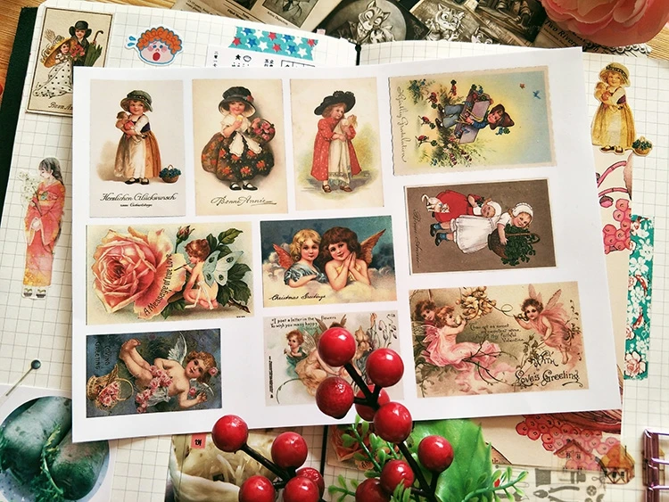 Ретро Angel Girl Sisters стикер s Junk Journal дневник планировщик стикеры декоративные Стикеры для скрапбукинга DIY ремесло фотоальбом