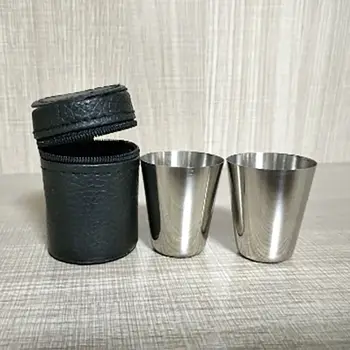 

30ML Stainless Steel Camping Cup Mug Outdoor Camping Hiking Folding Portable Tea Coffee Beer Cup With Black Bag
