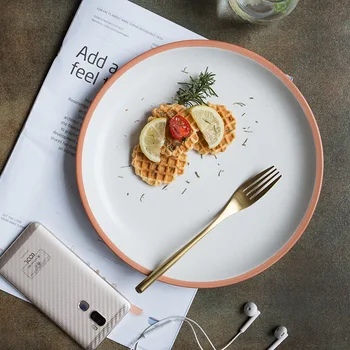 

European Style Simple and Creative Orange Ceramic Plate Home Western Restaurant Steak Fruit Salad Dish Dish Tableware