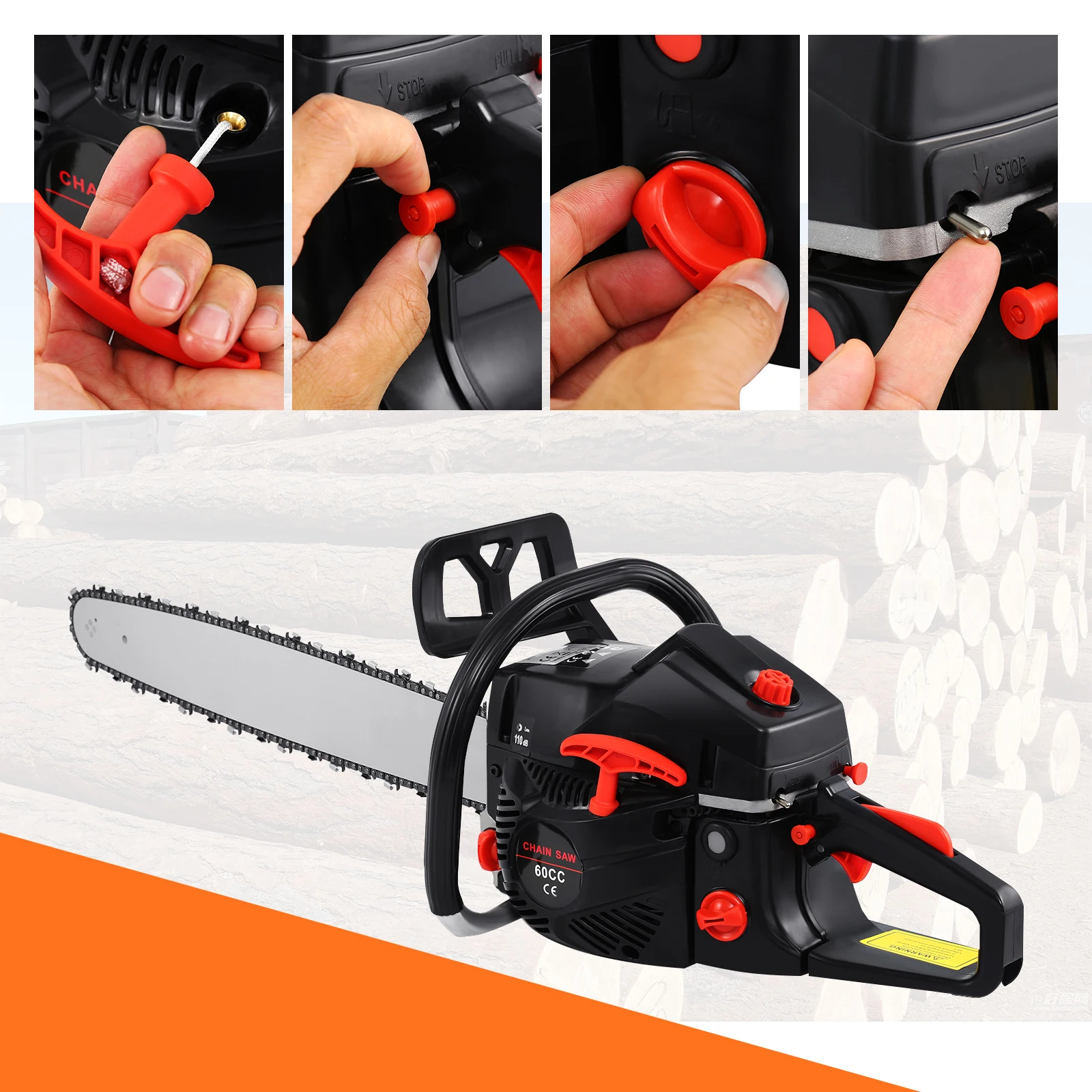 Yonntech 52cc 22 Inch Gasoline Chain Saw High Power Low Fuel