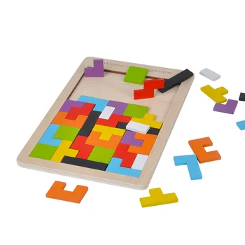 

New Wooden Tangram/Jigsaw Board Puzzle Brain Teaser Puzzle Tetris Game Educational Baby Child Kids Toy