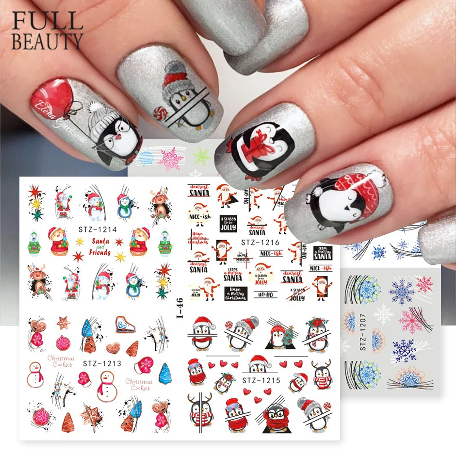 4pcs Geometry Winter Water Nail Stickers Cute Penguin Bird Snowflakes Design  Abstract Leaf Manicure Sliders Wraps Decor CHI44 49|Stickers & Decals| -  AliExpress