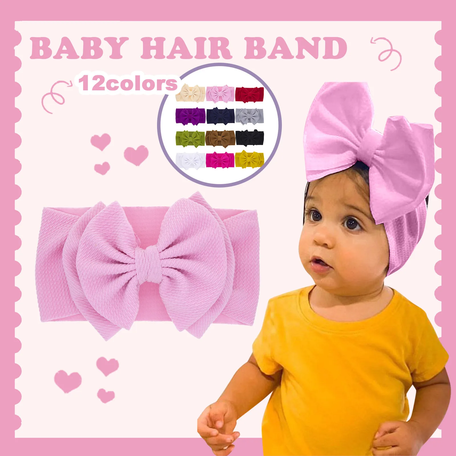 Baby Headband Hat Bowknot Print Cotton Stretchy Turban Infant Head Wrap Beanie Girls Headwear Hair Accessories | Мать и ребенок