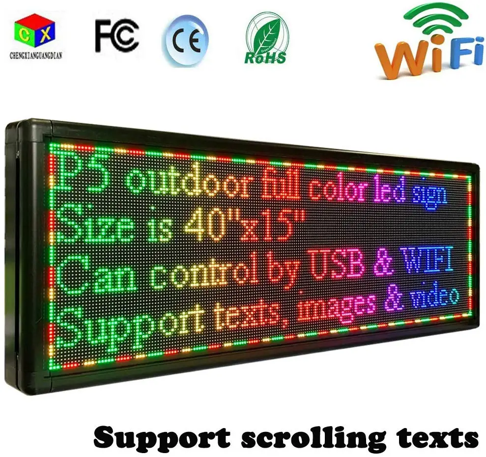 Полноцветный светодиодный программируемый светодиодный знак 4" X 15" наружный HD ad RGB светодиодный дисплей для бизнеса/магазина