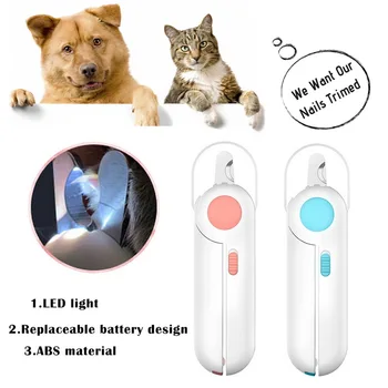 

Professional ABS Stainless Steel Cat Dog Nail Trimmer Cutter With Led Light Anti-spatter Comfortable Pet Dog Nail Clippers