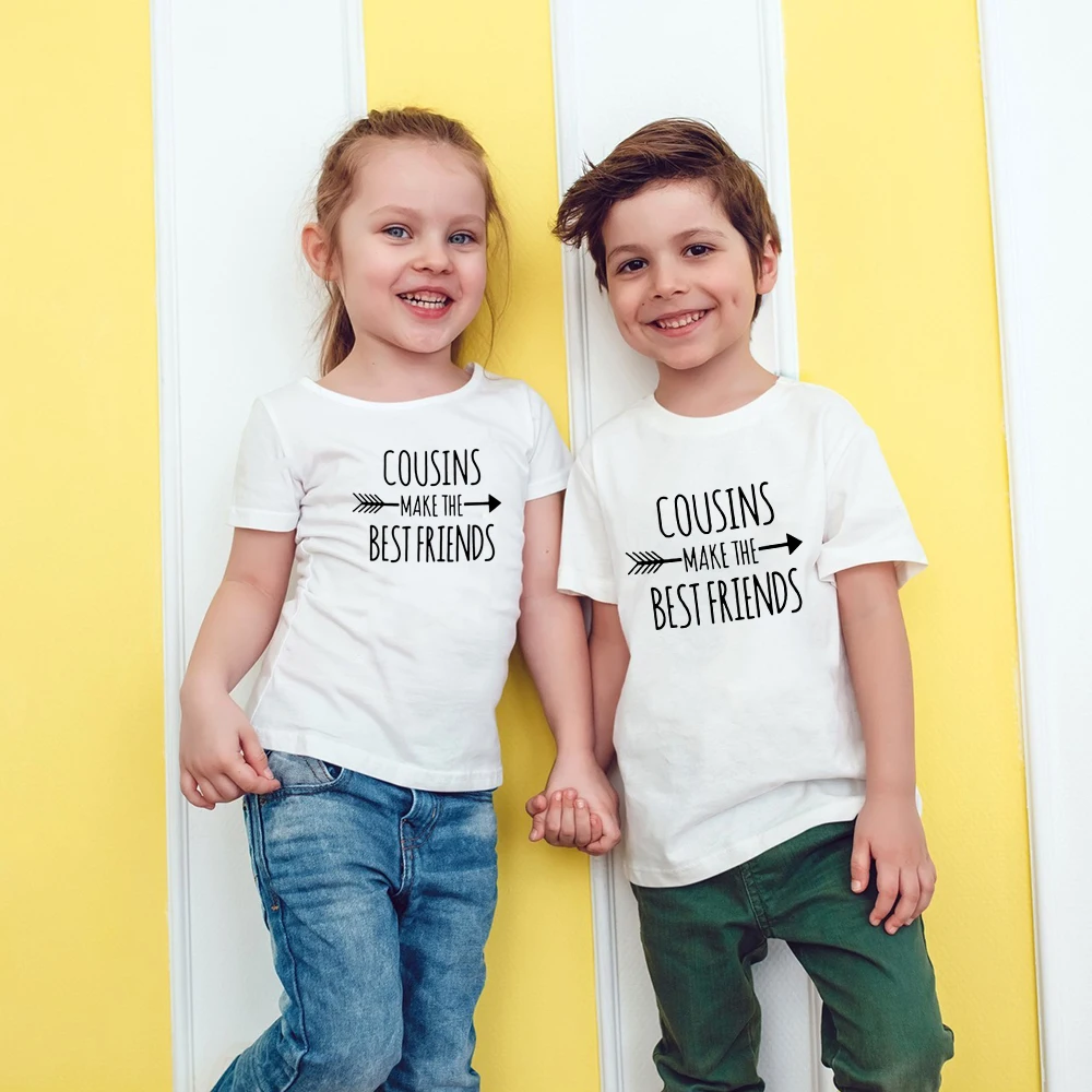 

Cousins Make The Best Friends Kids Fashion Tshirt Boy Girl T Shirt Party Clothes Funny Top Tees Childre Fashion Wear Drop Ship