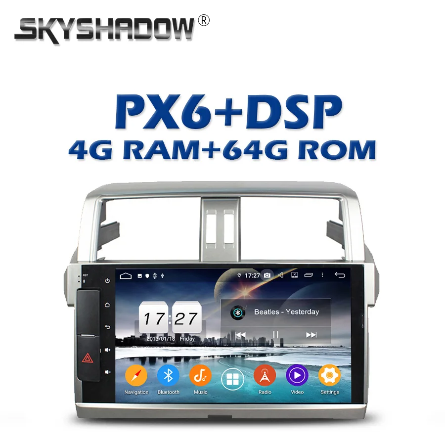PX6 автомобильный DVD плеер DSP ips Android 9,0 4 Гб+ 64 Гб Встроенная память Wi-Fi Bluetooth 4,2 RDS Авто радио gps google map для Toyota PRADO