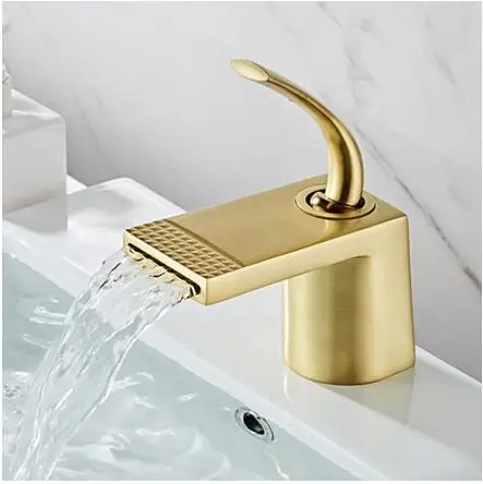Смеситель для умывальника, смеситель для ванной комнаты с одной ручкой, смеситель для ванны, черный золотой белый кран, латунный водопроводный кран - Цвет: brush  gold