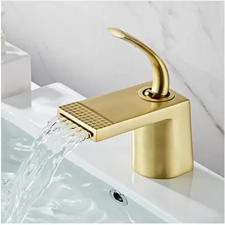 brush gold Смеситель для умывальника, смеситель для ванной комнаты с одной ручкой, смеситель для ванны, черный золотой белый кран, латунный водопроводный кран - Цвет: brush gold