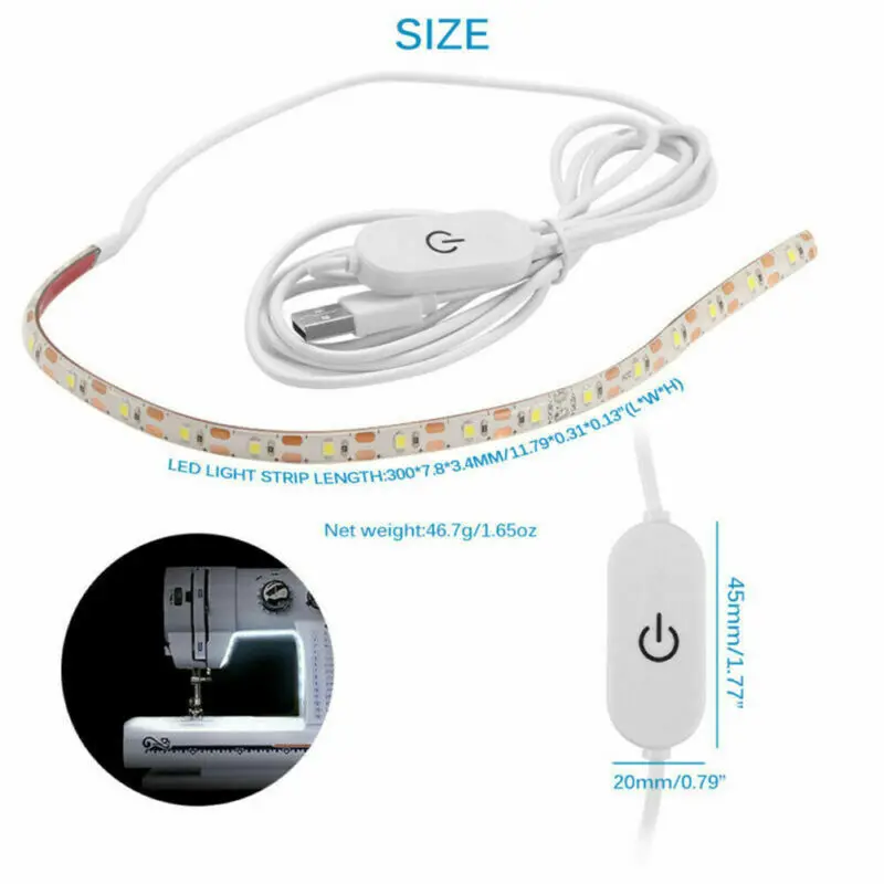 

Sewing Machine Light Bright Strip LEDLight With Touch Dimmer USB Power Supply
