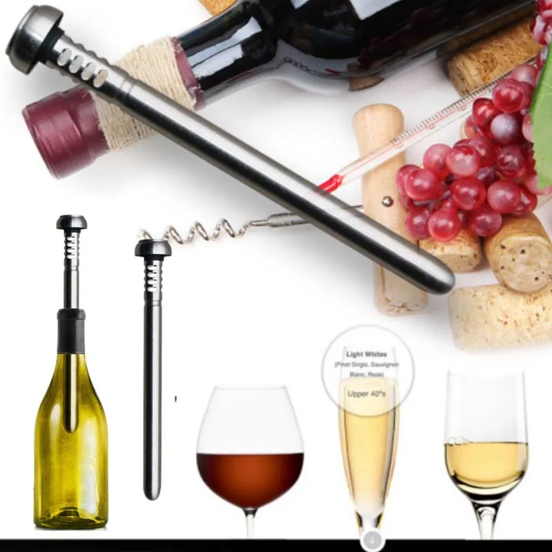 1Pc 21.5cm Portable 304 Stainless Steel Beer Red Wine Cooling Stick Party Barware Home Beverage Stick Cooler Tools Convinient