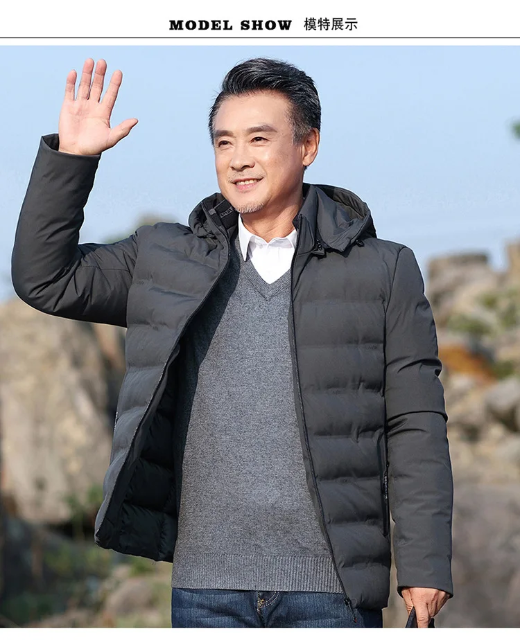 Winter Dad Cotton-padded Jacket Mid-length Thick Cotton Coat 40-Year-Old 50 Middle-aged MEN'S Cotton-padded Coat Men's