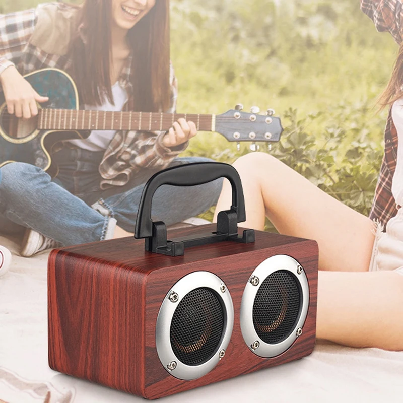 Портативный W5B Bluetooth 4,2 динамик деревянный плеер стерео объемный плеер двойной рог с TF картой AUX аудио Саундбар