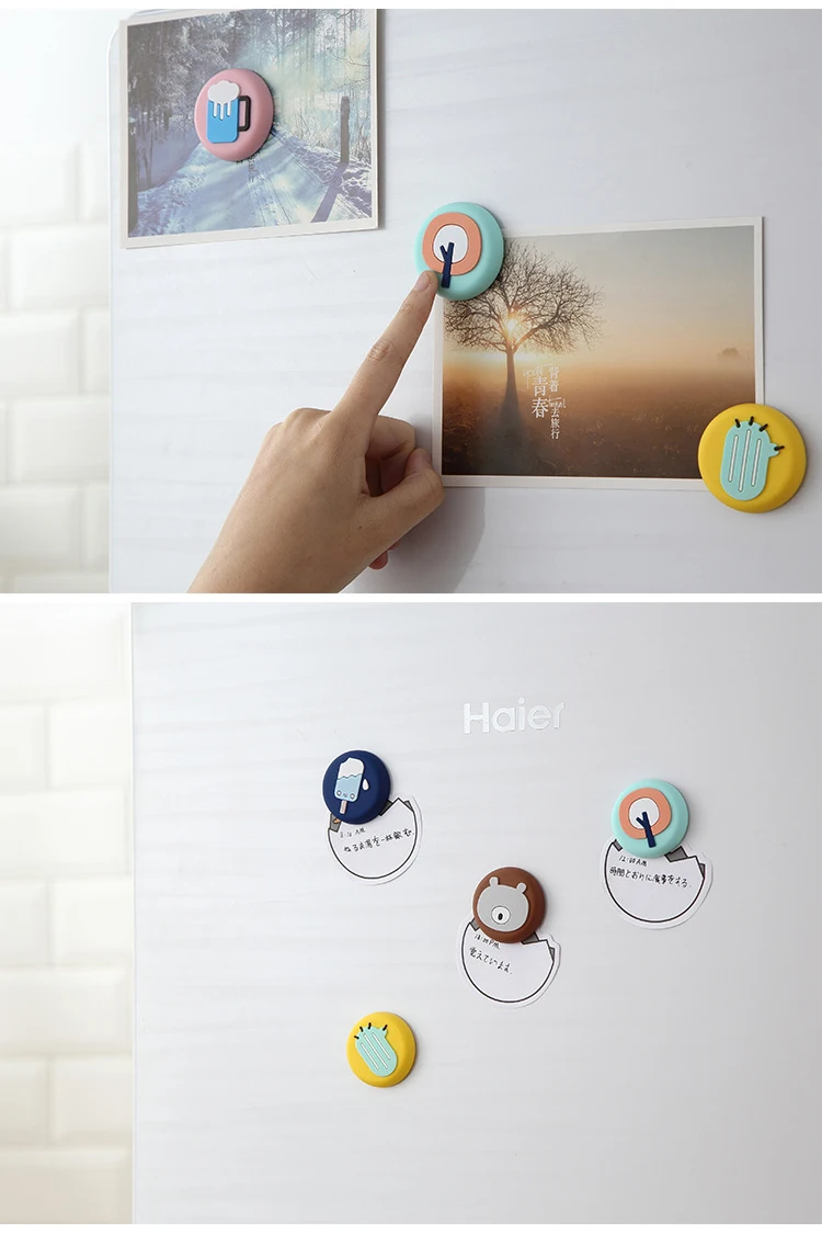 Cute Hot Sale Creative Magnet Cartoon Cute Round Stereo Animal Silicone Fridge Magnet More Discounts Drop Shipping