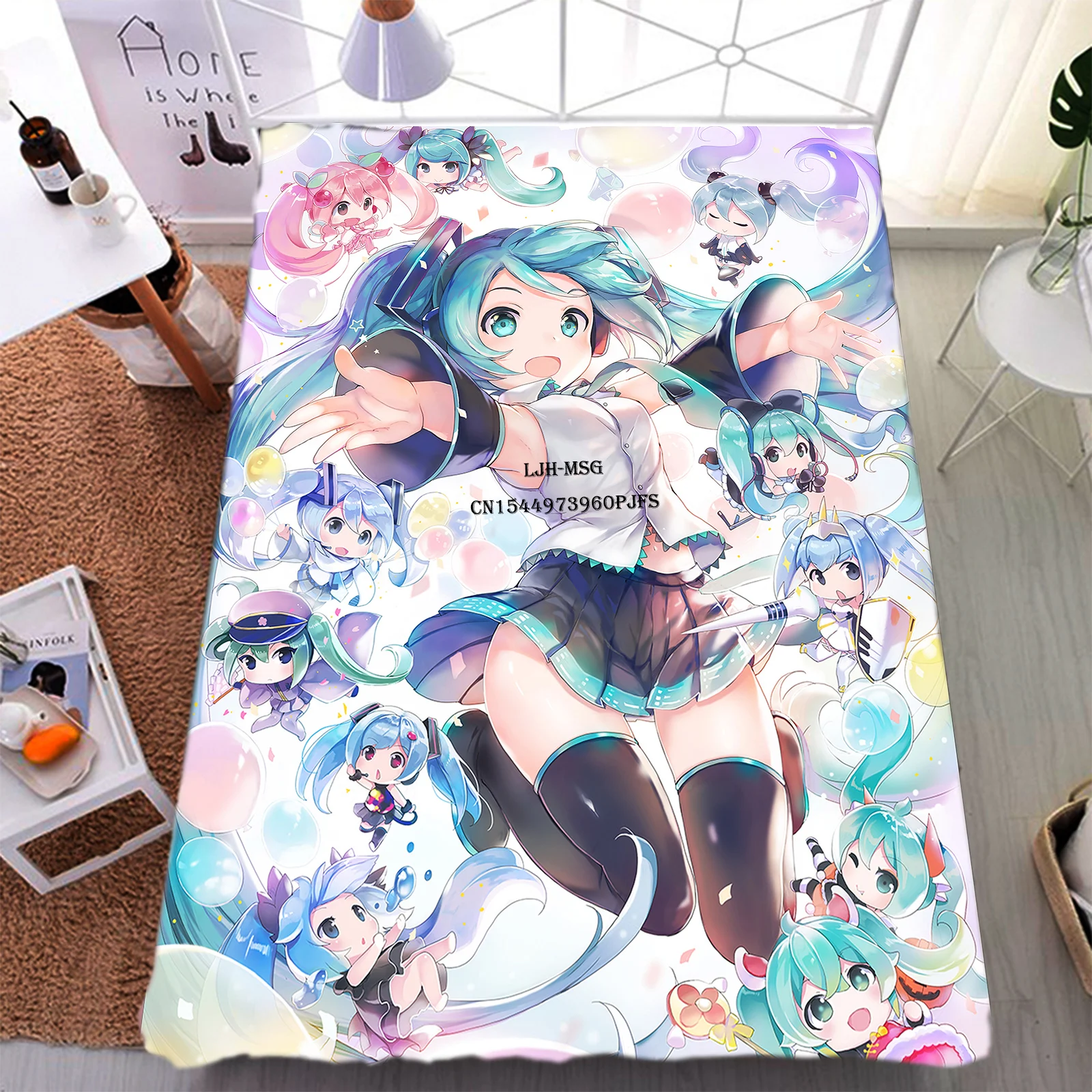 

Miku Blanket Flannel VOCALOID Virtual Idol Anime Stuff Adult Doujin Poster Soft Throw Blankets for Bedding Travel Sexy Throws