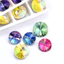 

Laser Shine Blue Rivoli Rhinestones Pointback Round Crystals Stone Glue On Nails Small Rhinestones Wedding Dress Decoration