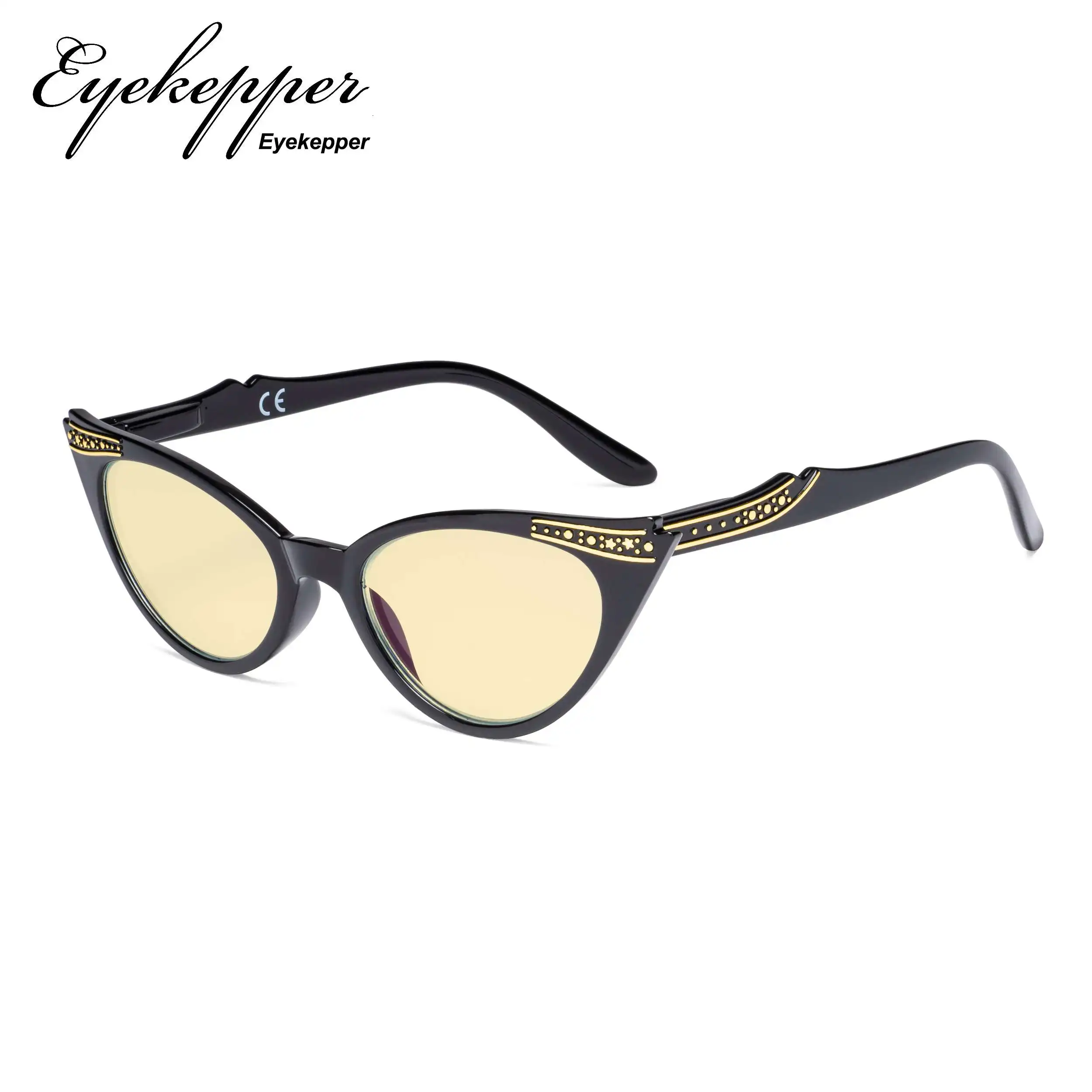 TM914 Eyekepper Ladies Blue Light Blocking Glasses with Yellow Filter Lens- Cateye Computer Eyeglasses Women