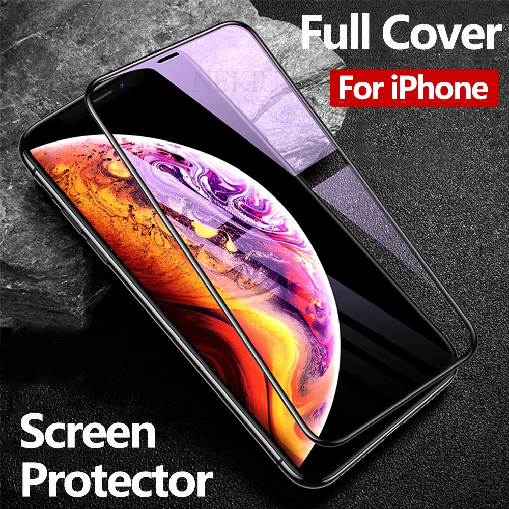 

9D Tempered Glass For iPhone 11 Pro XS Max 7 8 Screen Protector Glass On iPhone XR X XS 6 6s Plus Protective Glass Film Full