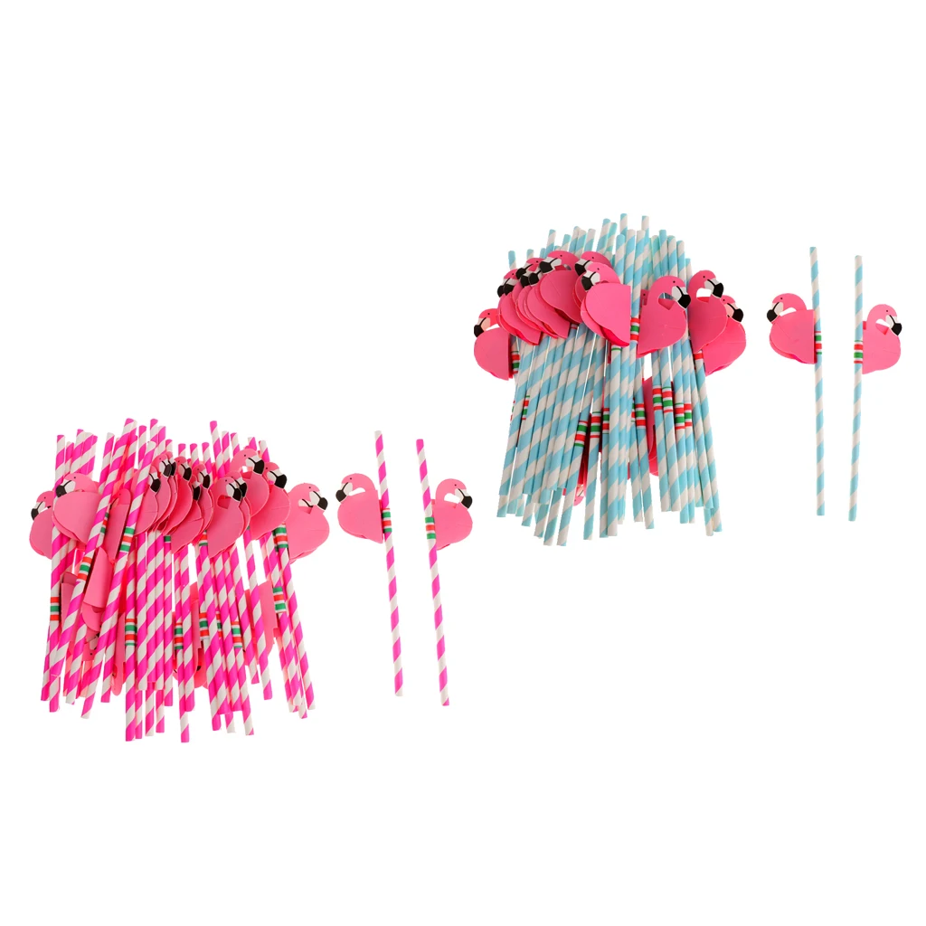 Упаковка из 50 шт. Новинка Фламинго полосатые соломинки Гавайские вечерние украшения стола