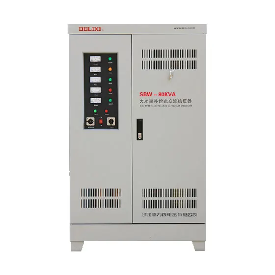 

DELIXI SBW-80KVA (80KW) High Power Compensation Three Phase Voltage Stabilizer 80000VA compensated power regulator output 380V