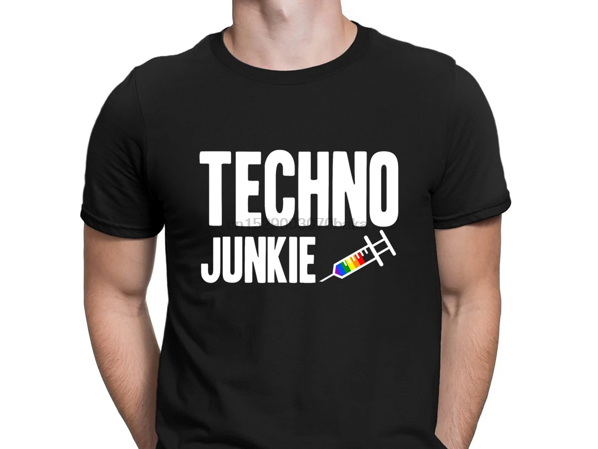 Techno Junkie Футболка мужская ЛГБТ Gay Pride Gift музыкальная футболка хлопковая