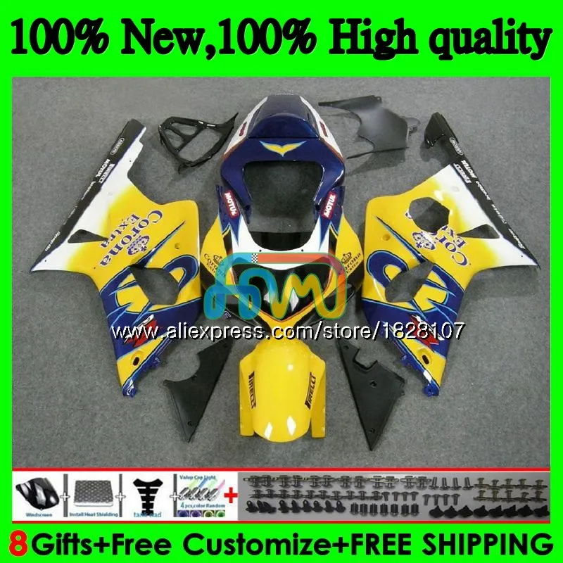 Корпус для SUZUKI желтый CORONA GSXR 1000 GSX-R1000 GSXR1000 00 01 02 40BS. 2 1000CC GSXR-1000 K2 GSX R1000 2000 2001 2002 обтекатель