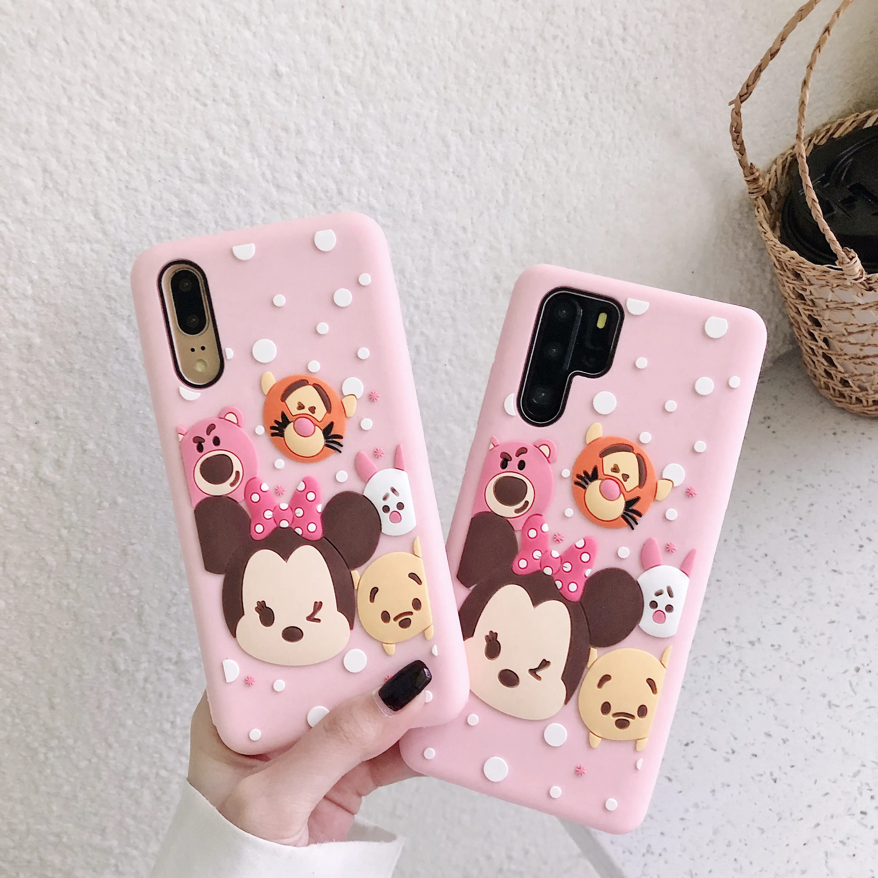 Милый розовый чехол с 3D рисунком Микки Минни Маус для huawei P30 P30pro P20 P20pro Nova 3i 3 Nova 4 honor Play