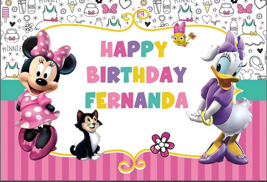 7x5FT Happy Birthday Daisy Minnie Mouse Bow Bowtique Boutique Party Custom Photo Studio Backdrop Background Vinyl 220cm X 150cm