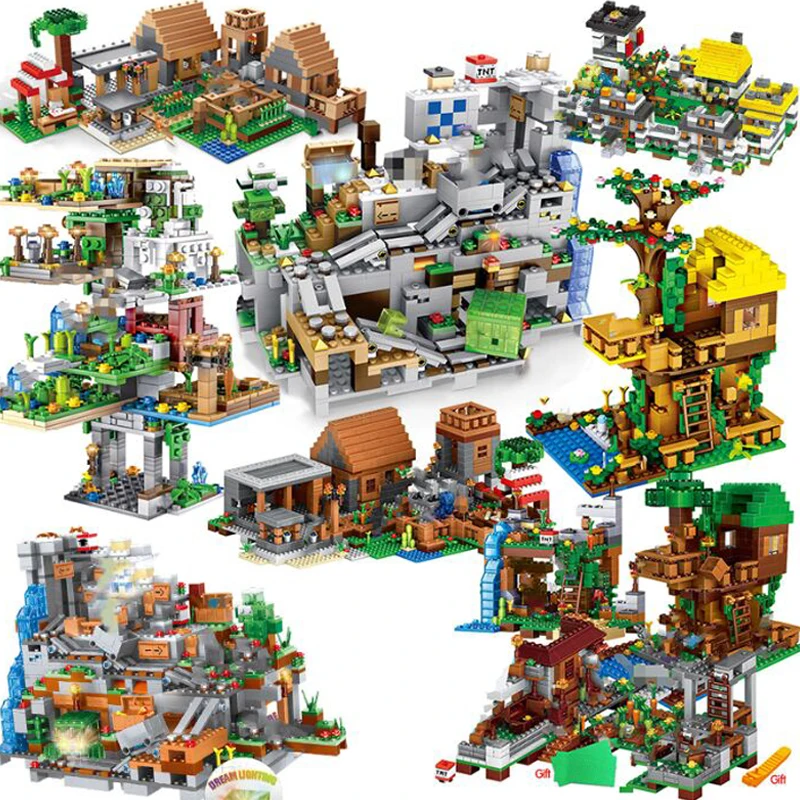 

12 Styles My world Cave Citys Building Blocks Compatible with Legoinglys Aminal Alex Action Figures Brick Toys For Children