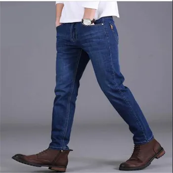 

2019 New Fashion Men's Jeans Business Casual Stretch Slim Jeans Classic Trousers Denim Pants Male Black Blue Elasticity Skinny