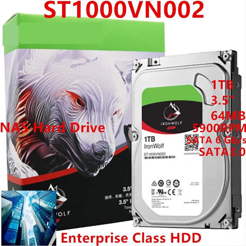Новый жесткий диск для Seagate IronWolf 1 ТБ 3 5 дюйма SATA 6 ГБ/сек. 64 МБ 5900 об/мин внутренний