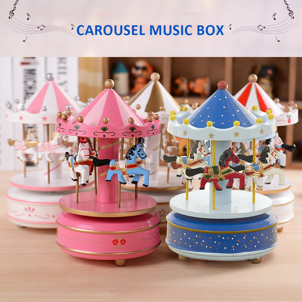 Music Box Wooden Carousel Sky City Classical Creative Birthday Friendship Love Gift Home Decor Valentine's Day Gifts